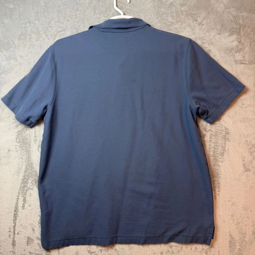 LL Bean Polo Shirt Mens L Blue Traditional Fit Cotton Pique Pocket 300457 Preppy